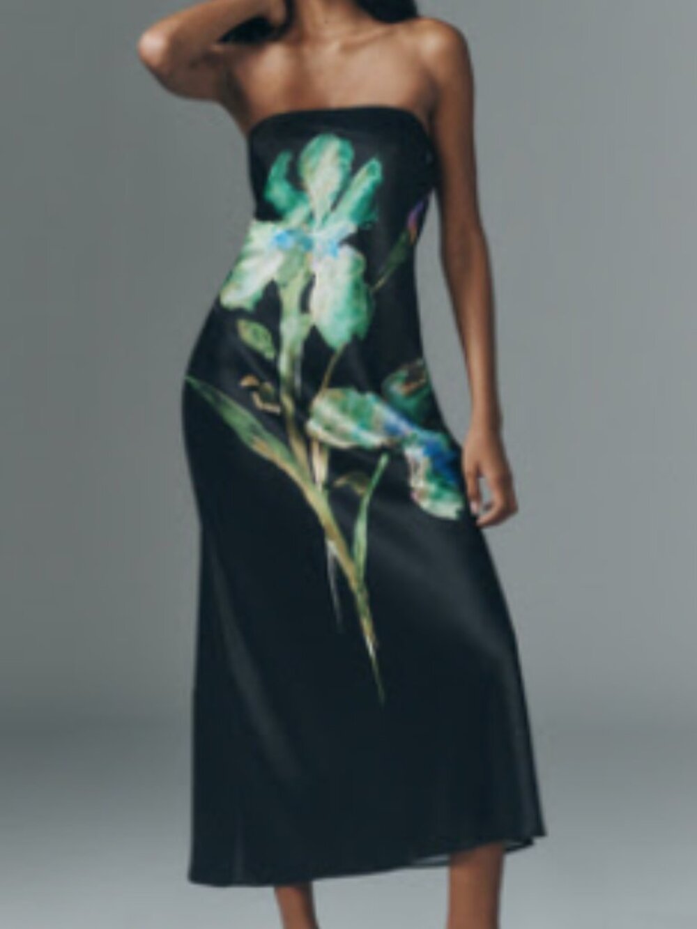 Anthropolgie The Fleur Strapless Satin Maxi Slip Dress